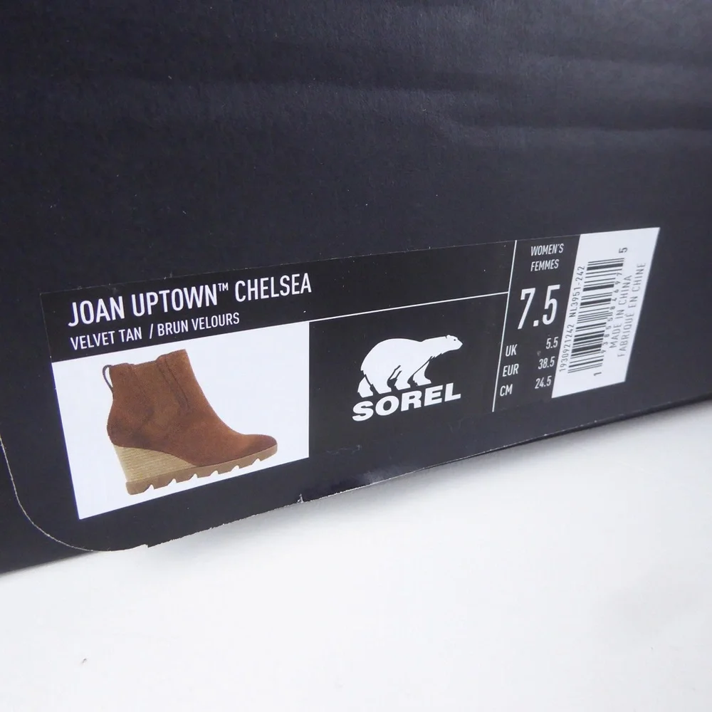 Sorel Joan Uptown Chelsea Wedge Waterproof Suede Leather Booties Platform Boots - Picture 3 of 7